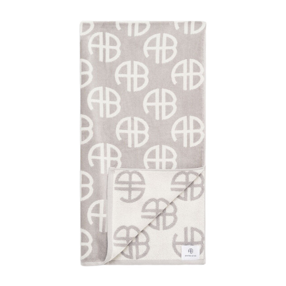 Anine Bing Lavender Gray White Monogram Logo Bahia Beach Towel Cotton Large - Picture 1 of 6
